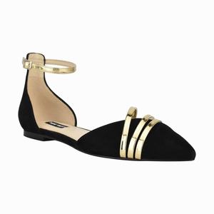 Nine West Brana Pointy Toe Ballerina Schoenen Zwart/Goud Nederland | PBQ-402798